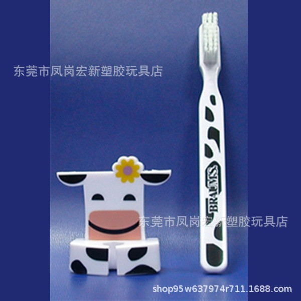 乳牛成人吸盤幼兒童創(chuàng)意動(dòng)物生肖軟毛小頭公仔浴室卡通冰淇淋牙刷