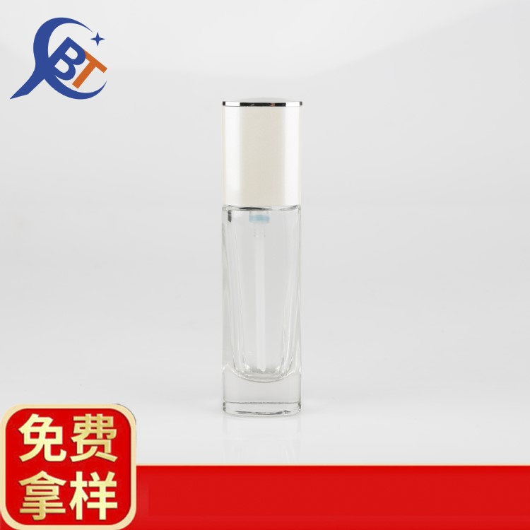 廠(chǎng)家直銷(xiāo) 高透玻璃鏡面外罩30ml方瓶粉底瓶妝前乳隔離霜