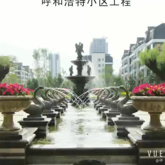 噴泉水景景觀 小區(qū)歐式鑄銅噴泉人物雕塑小天鵝流水 大型噴泉雕塑