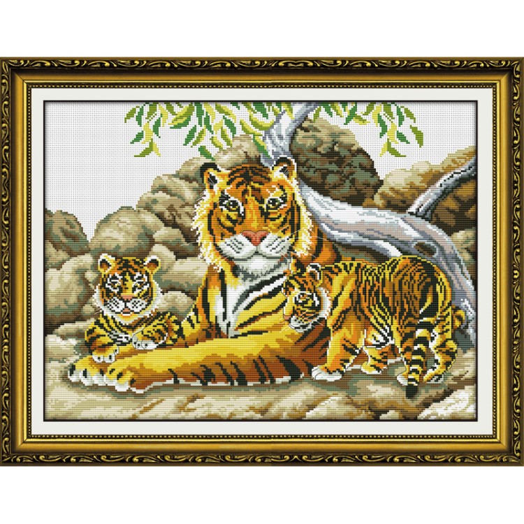 批发新款diy十字绣布艺材料包工艺品cross stitch 东北虎0677