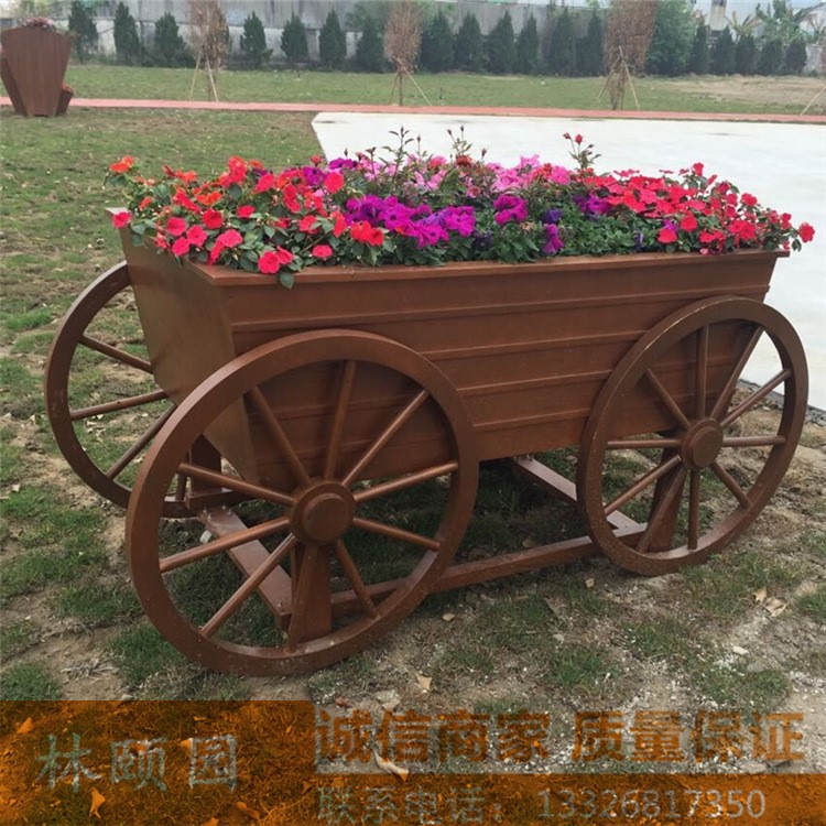 廠家定制防腐木花箱 園林景觀實(shí)木花車 戶外花車