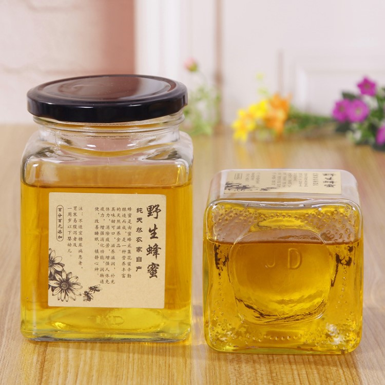 透明380ml加強(qiáng)泡沫盒食品醬菜瓶四方玻璃瓶包裝蜂蜜瓶罐頭泡沫盒