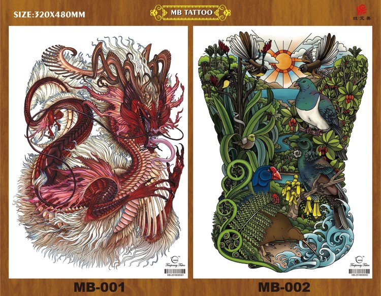 源華新品滿背紋身貼 廠家批發(fā)防水仿真大圖花臂水轉(zhuǎn)印紋身貼紙