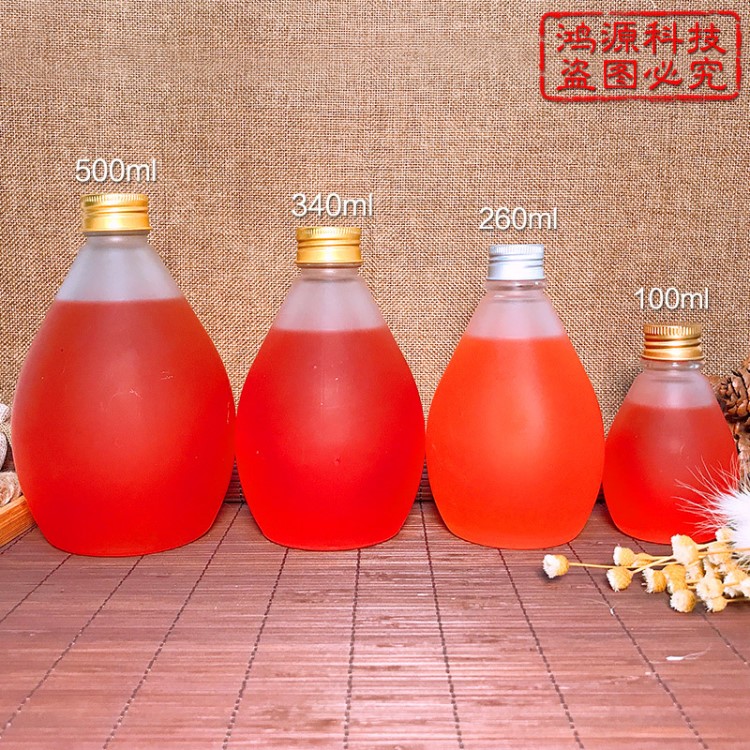 批發(fā)大肚飲料瓶 創(chuàng)意奶茶包裝瓶280ml 磨砂水滴瓶100ml 飲料空瓶