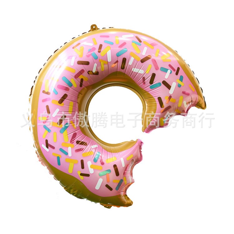 甜甜圈派對兒童生日主題派對裝飾鋁膜氣球充氣玩具鋁箔甜甜圈氣球