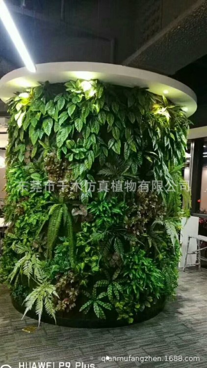 仿真綠墻酒店前臺(tái)室內(nèi)外仿真植物綠植墻防火UV阻燃包柱子草皮景觀