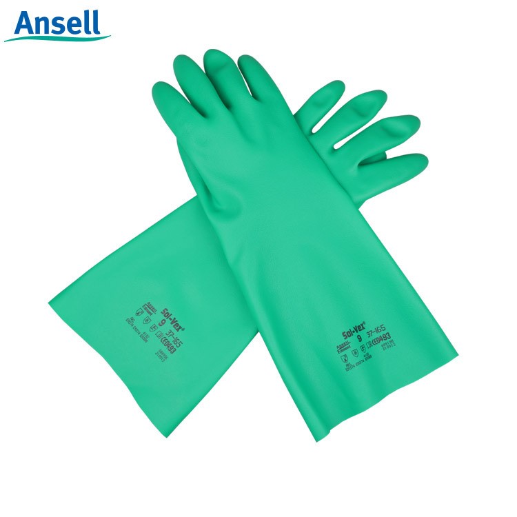 ANSELL/安思爾37-165全涂層植絨丁腈化學(xué)品橡膠防護(hù)手套批發(fā)