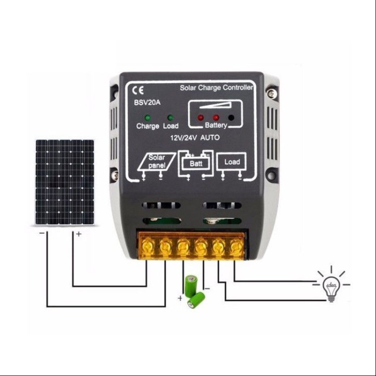 20A太阳能控制器 12V24V光伏发电系统家庭户用控制器电池板