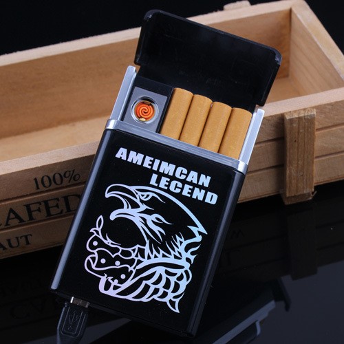 時尚個性自動煙盒8支 帶usb充電打火機點煙器超薄防風(fēng)打火機批發(fā)
