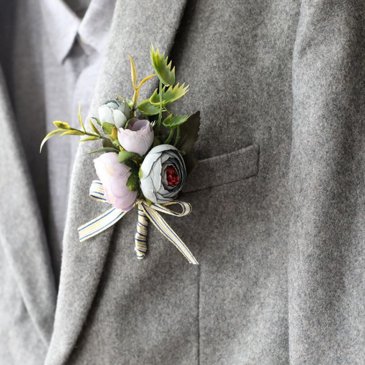 韩式欧式仿真花苞胸花 结婚胸花襟花 商务开业典礼胸花 批发