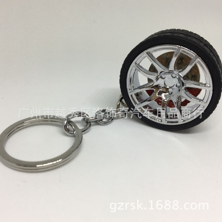 新款改裝汽車輪轂鑰匙扣鋅合金卡鉗鑰匙扣 剎車盤仿真輪胎鑰匙鏈
