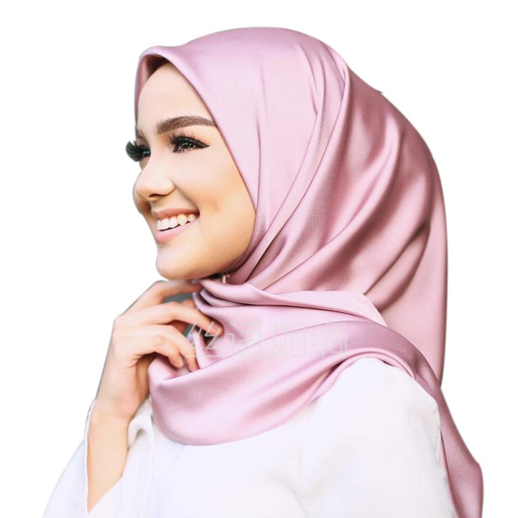 90*90cm色大方巾职业装搭配糖果色丝巾外贸款素色丝巾hijab