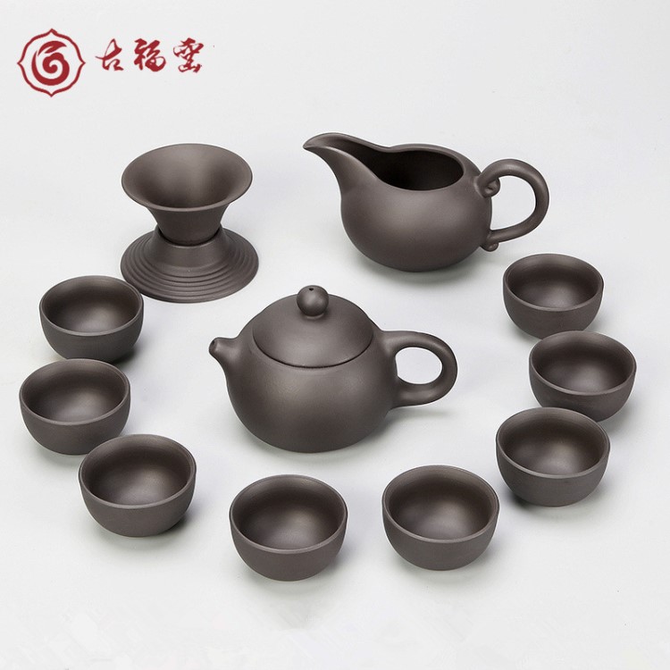 厂家直销原矿紫砂功夫陶瓷茶具套装紫砂壶活动礼品茶具定制LOGO