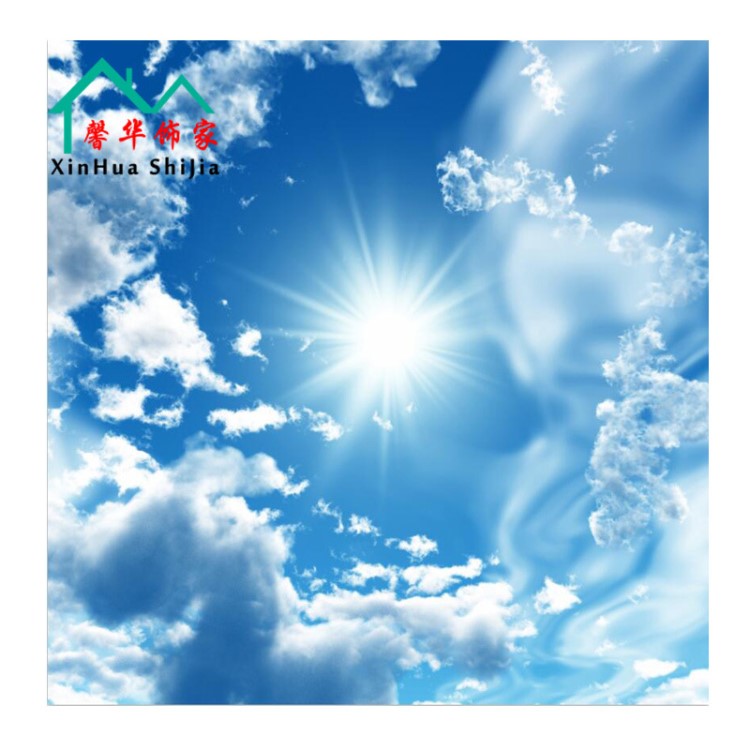 定制ktv客廳臥室環(huán)保3D壁紙工程吊頂壁畫藍(lán)天白云自粘天花板墻紙