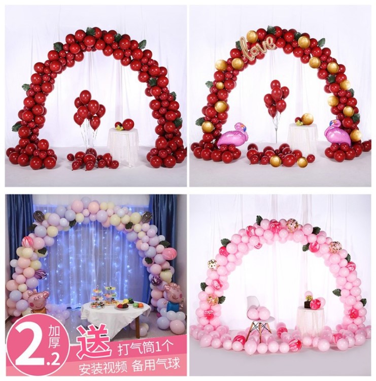 馬卡龍可拆氣球拱門店鋪開業裝飾結婚慶布置生日婚禮創意熱氣球籃