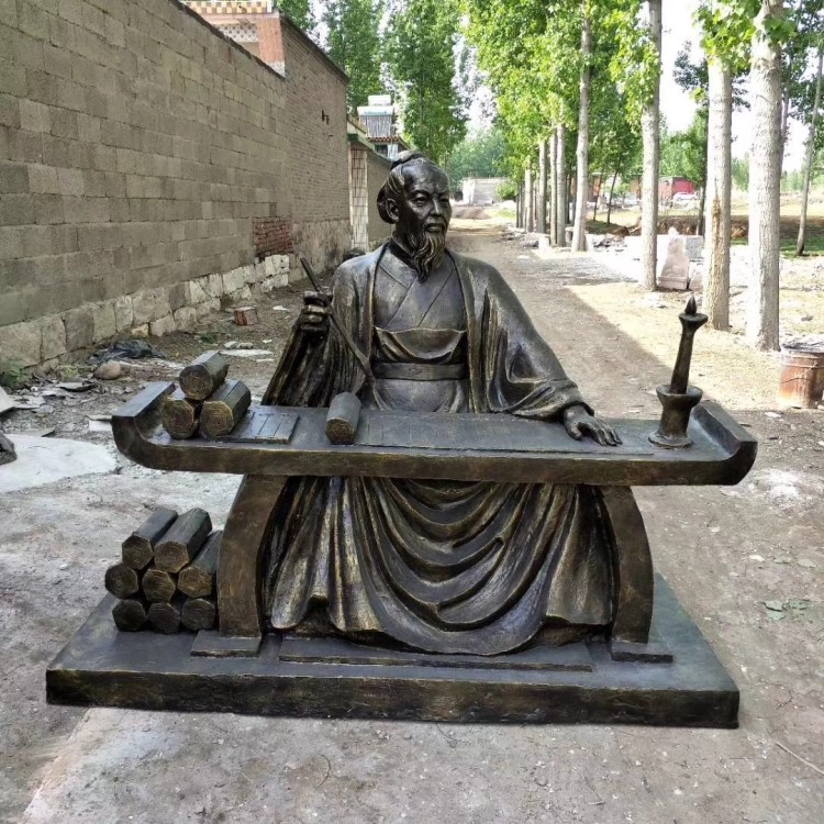 张仲景玻璃钢雕塑 古代名医人物写字雕像模型 中医文化医学院摆件
