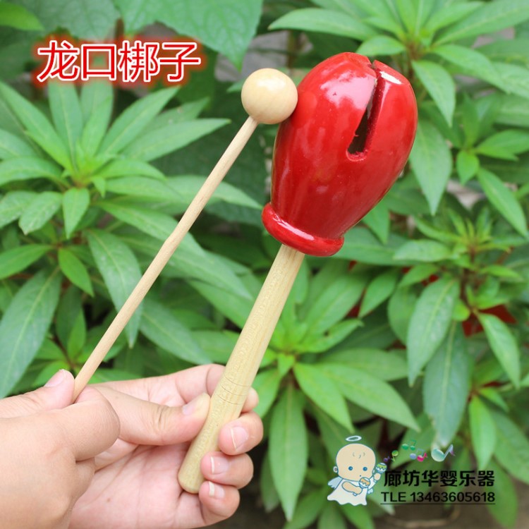 木制龍口梆子奧爾夫兒童打擊樂器玩具幼兒園早教音樂教具木柄木魚