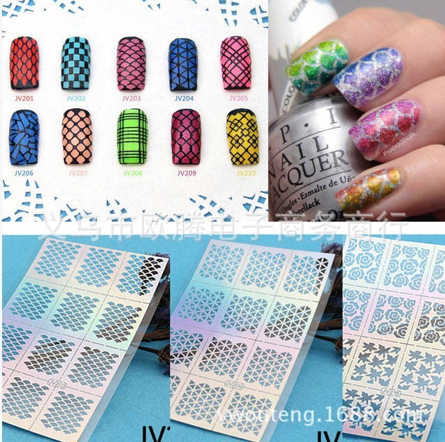 12貼 鏤空美甲造型貼紙DIY模版創意貼紙 JV系列魚鱗貼