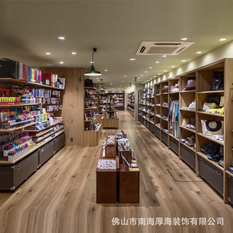 簡易家居百貨貨柜木質(zhì)貨架可移動(dòng) 文具店貨架多層 防火板服裝展柜