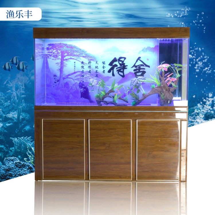 龍魚缸底過濾龍魚缸家用水族箱客廳靠墻玻璃中型生態(tài)可定制屏風(fēng)式