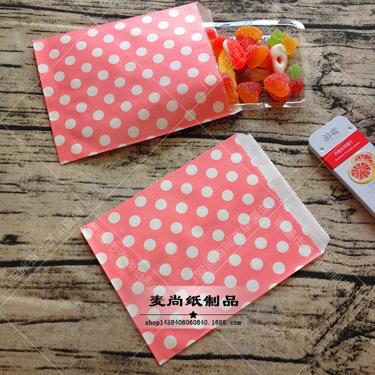 粉色圓點(diǎn)出口曲奇白牛皮紙袋烘焙食品包裝袋糖果禮品袋廠(chǎng)家直銷(xiāo)