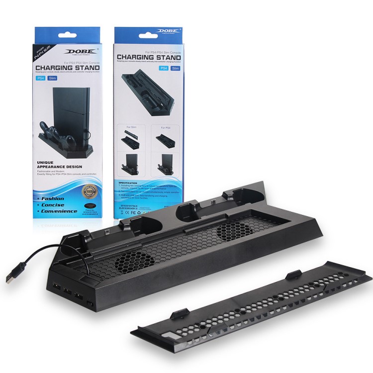 PS4 SLIM游戲主機風扇 slim散熱風扇底座 手柄雙充支架 座充底座