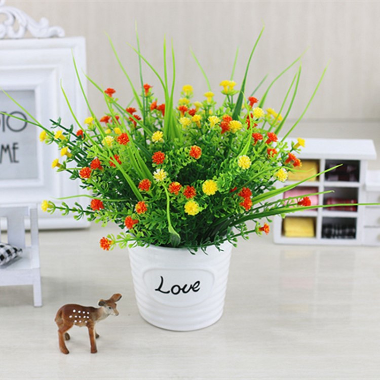 批發(fā)陶瓷花盆仿真花套裝家居工藝品擺件假花絹花仿真植物盆景擺臺