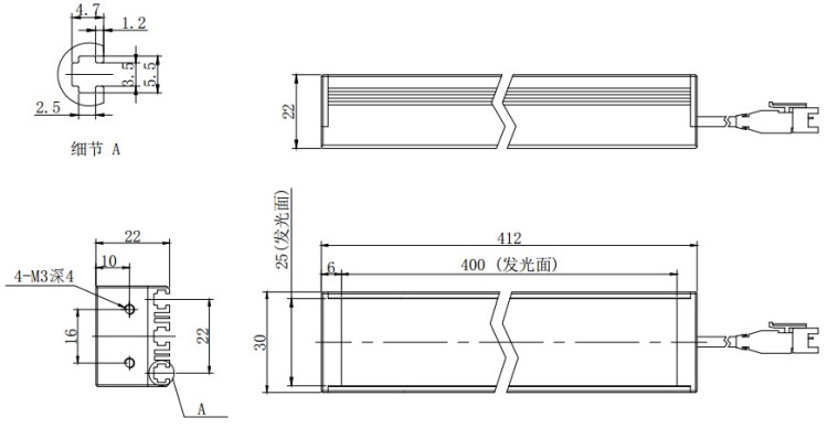 机器视觉条形光源LED工业体式显微镜照明检测光源BL412-30