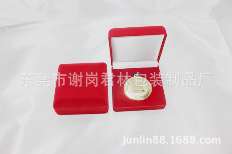 徽章盒 定制圓角植絨翻蓋獎(jiǎng)牌盒 胸章胸針展示盒司徽班校包裝盒