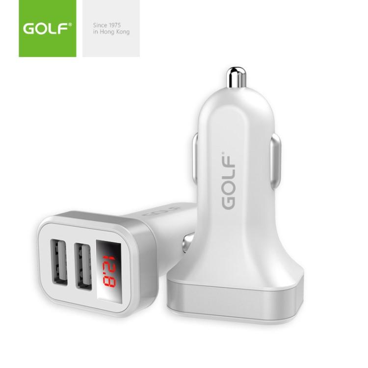 GOLF電壓電流 LED數(shù)顯C10智能車充雙USB 2.1A通用快充車載充電器