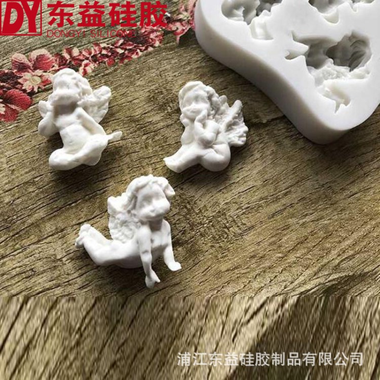 3個(gè)小天使造型液態(tài)硅膠模具 翻糖蛋糕diy模具