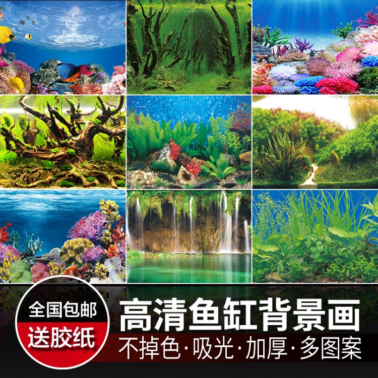 壁畫背景紙畫高清圖3d立體魚缸水族箱背景圖貼紙壁紙壁畫背景畫