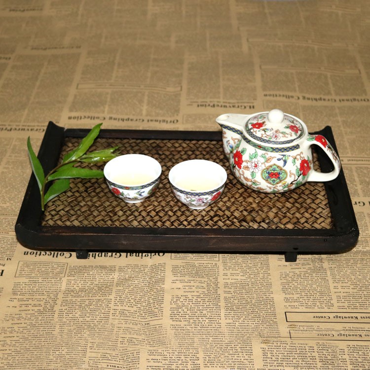 泰國實木托盤 東南亞風格手工竹編茶盤創意家居復古茶道配件特惠