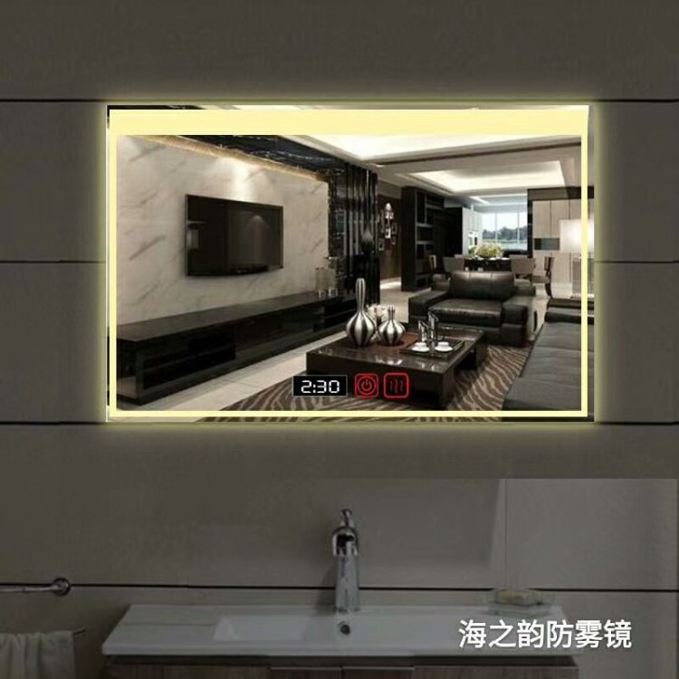 江蘇江陰廠家定制 酒店車邊鏡 鐵藝壁掛鏡圓形鏡子 燈鏡觸摸開關