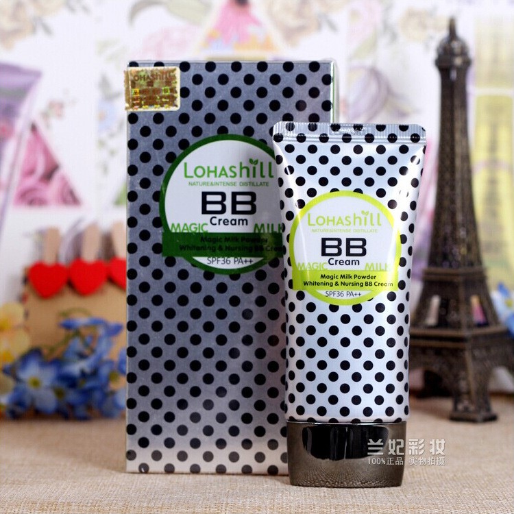 彩妝露韓飾LOHASHILL牛奶粉末嫩白護養(yǎng)BB霜 遮瑕控油裸妝霜50ml