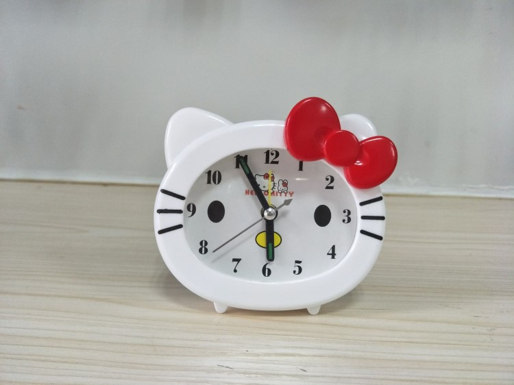 批发HelloKitty可爱闹钟 KT闹钟桌面钟座钟卡通学生儿童闹钟赠品