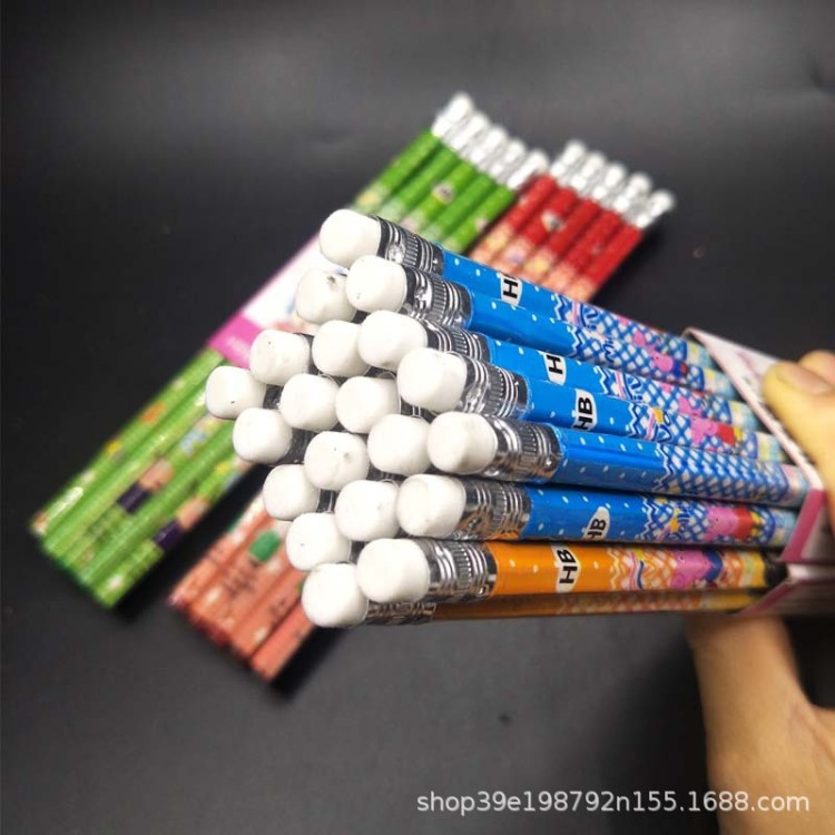 花桿皮頭 HB鉛筆 兒童小學生學習禮物文具獎品 帶橡皮擦鉛筆低價