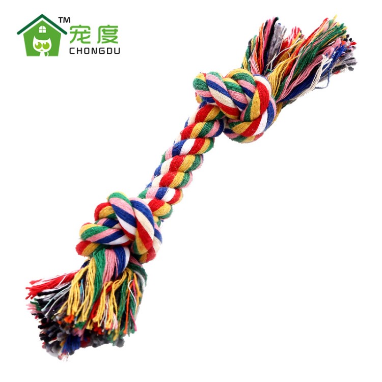 批發(fā)寵物用品 磨牙寵物玩具 雙結(jié)棉繩小號18cm 可小額混批