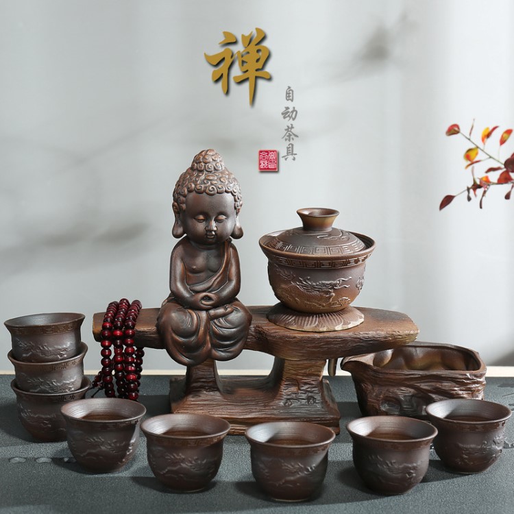 復(fù)古半全自動(dòng)功夫茶具套裝家用陶瓷防燙懶人泡茶創(chuàng)意茶壺茶杯整套