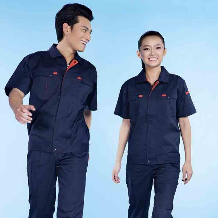廠家直銷工作服套裝定制夏吸濕排汗耐磨抗皺短袖工裝車間服批發(fā)