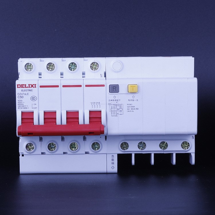 厂家供应dz47s德力西漏电断路器小型低压空气开关断路器4极四线