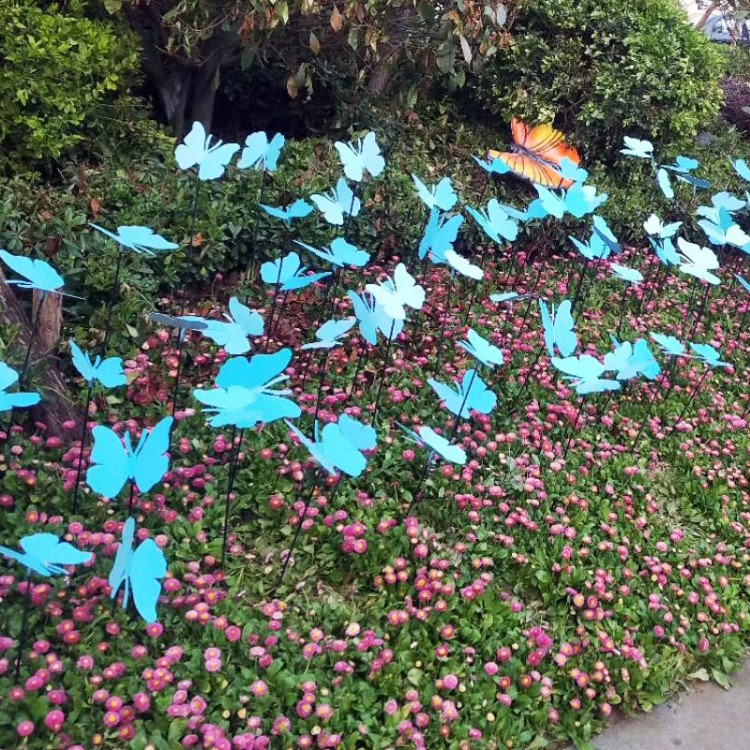 簡約園林裝飾插件 鐵藝創(chuàng)意工藝品定制 戶外公園仿真蝴蝶擺件