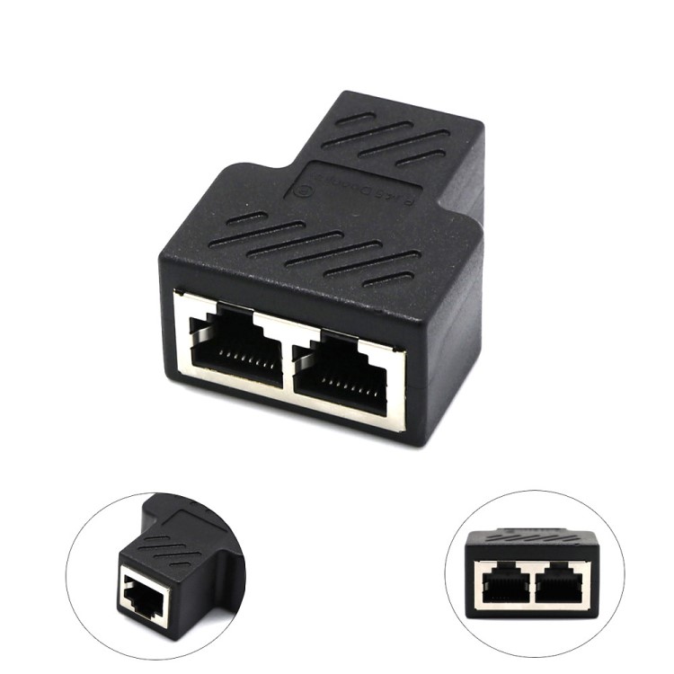 工廠直銷RJ45一分二轉(zhuǎn)接頭帶屏蔽CAT6RJ45網(wǎng)絡(luò)三通頭網(wǎng)絡(luò)線分接器