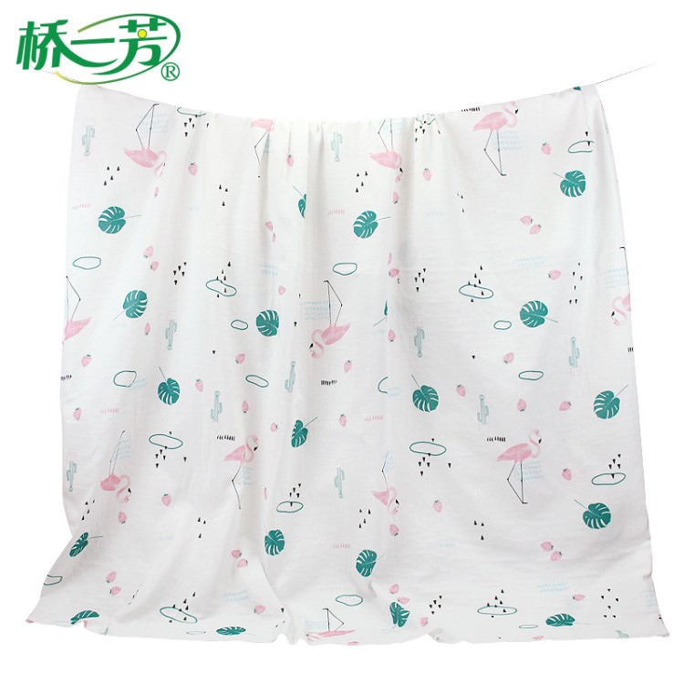 家居服月子服棉布料批發(fā)棉雙層精梳印花紗布面料梭織棉布