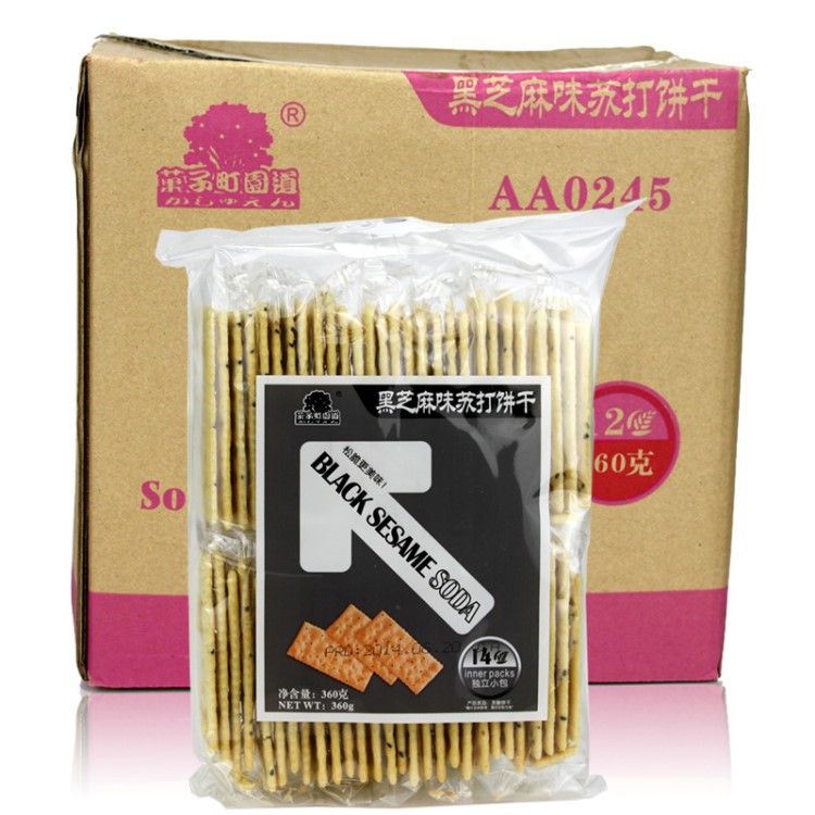 安盛食品 果子町黑芝麻蘇打餅干360g休閑零食品整箱批發(fā)