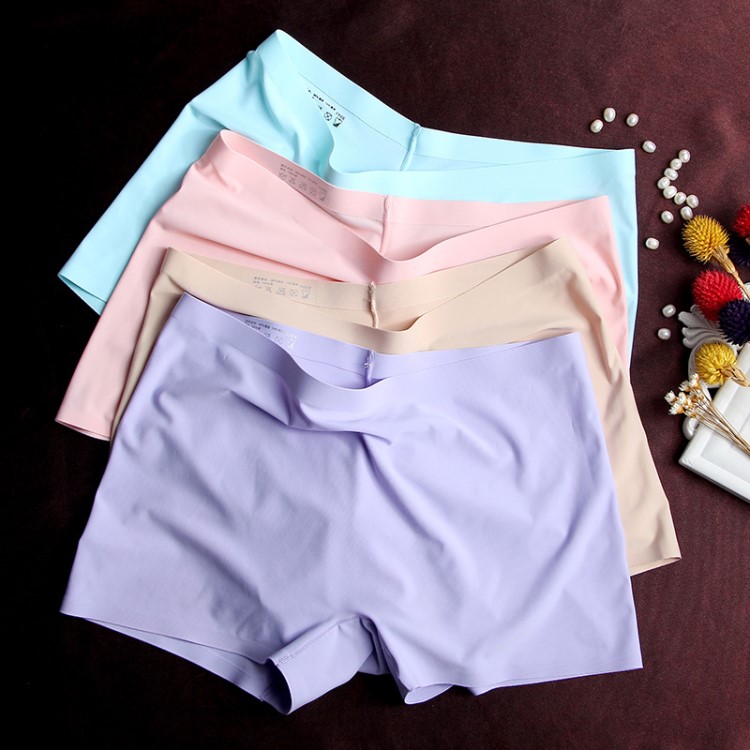 冰絲無痕內褲女棉襠中腰平角褲女士褲四角褲防走光夏批發