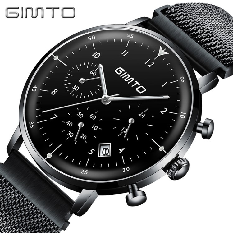 GIMTO工廠批發(fā)外貿(mào)無框球面防水手表男多功能運(yùn)動(dòng)商務(wù)休閑石英表