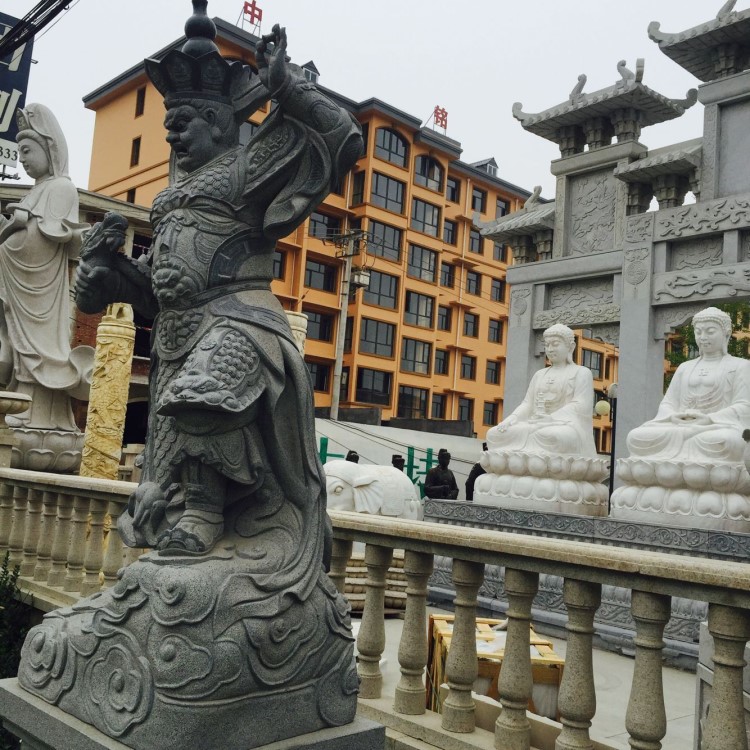 曲陽人物石雕四大天佛像天神將雕像寺廟祈福招財侍奉擺件