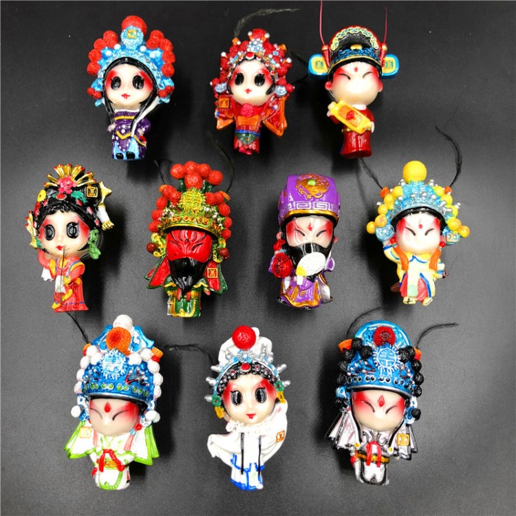 樹脂京劇戲曲人物卡通冰箱貼戲博士彈簧臉譜磁性立體中國特色禮品