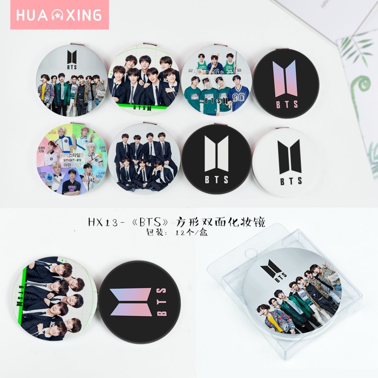 雙面折疊鏡BTS TWICE BLACKPINK雙面化妝鏡圓形WANNAONE鏡子